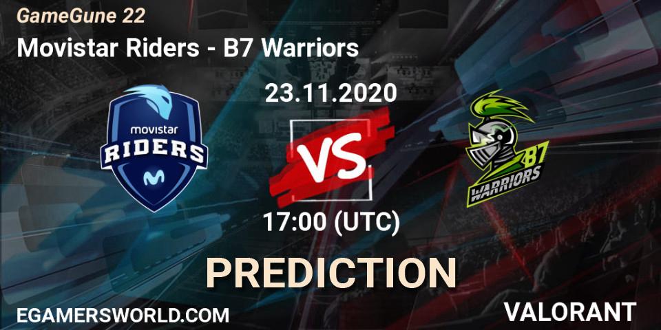 Movistar Riders - B7 Warriors: Maç tahminleri. 23.11.2020 at 17:00, VALORANT, GameGune 22