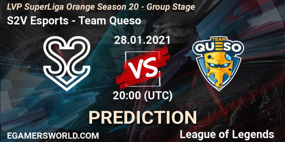 S2V Esports - Team Queso: Maç tahminleri. 28.01.2021 at 20:00, LoL, LVP SuperLiga Orange Season 20 - Group Stage