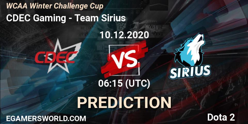 CDEC Gaming - Team Sirius: Maç tahminleri. 10.12.20, Dota 2, WCAA Winter Challenge Cup