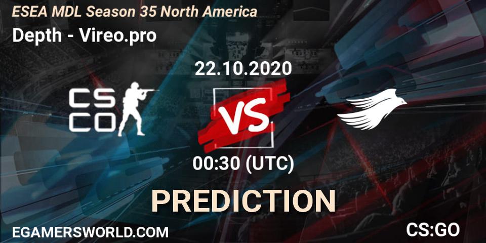 Depth - Vireo.pro: Maç tahminleri. 22.10.2020 at 00:30, Counter-Strike (CS2), ESEA MDL Season 35 North America