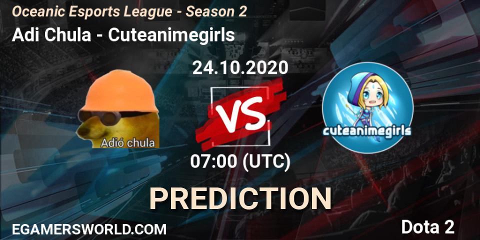 Adió Chula - Cuteanimegirls: Maç tahminleri. 24.10.2020 at 07:00, Dota 2, Oceanic Esports League - Season 2
