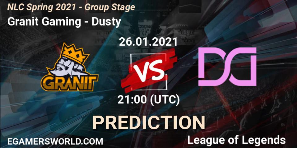 Granit Gaming - Dusty: Maç tahminleri. 26.01.2021 at 21:00, LoL, NLC Spring 2021 - Group Stage