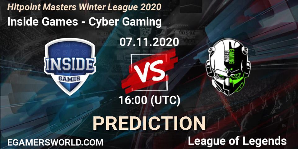 Inside Games - Cyber Gaming: Maç tahminleri. 07.11.2020 at 16:00, LoL, Hitpoint Masters Winter League 2020
