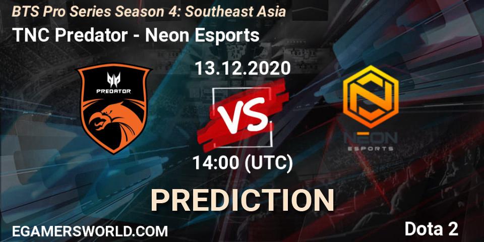 TNC Predator - Neon Esports: Maç tahminleri. 14.12.2020 at 10:35, Dota 2, BTS Pro Series Season 4: Southeast Asia