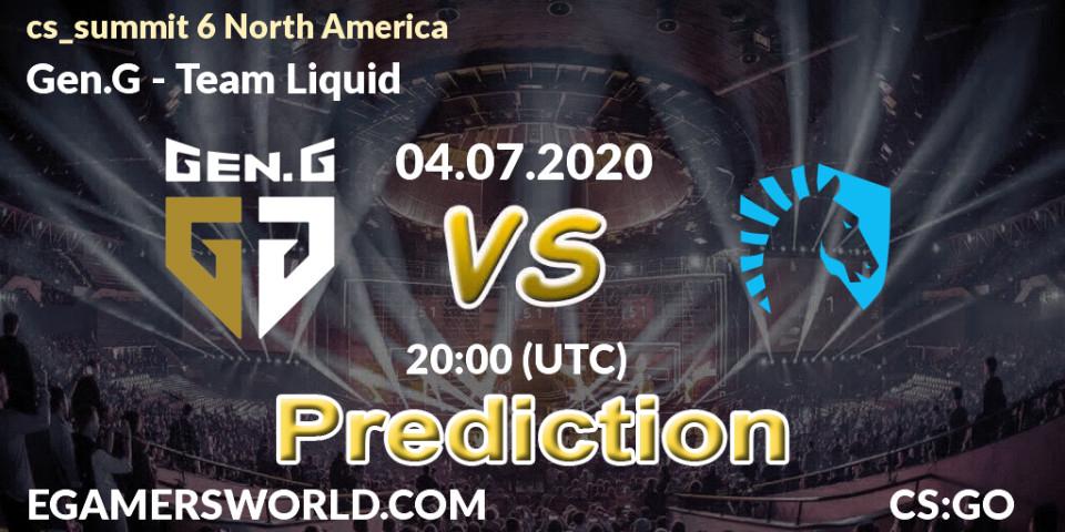 Gen.G - Team Liquid: Maç tahminleri. 04.07.2020 at 20:00, Counter-Strike (CS2), cs_summit 6 North America