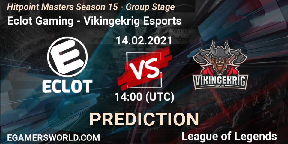 Eclot Gaming - Vikingekrig Esports: Maç tahminleri. 14.02.2021 at 14:00, LoL, Hitpoint Masters Season 15 - Group Stage