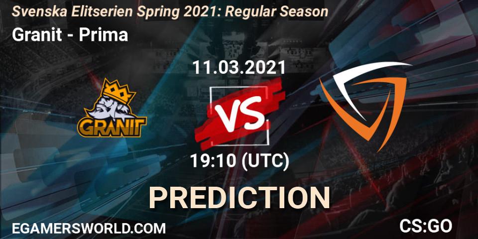 Granit - Prima: Maç tahminleri. 11.03.2021 at 19:10, Counter-Strike (CS2), Svenska Elitserien Spring 2021: Regular Season