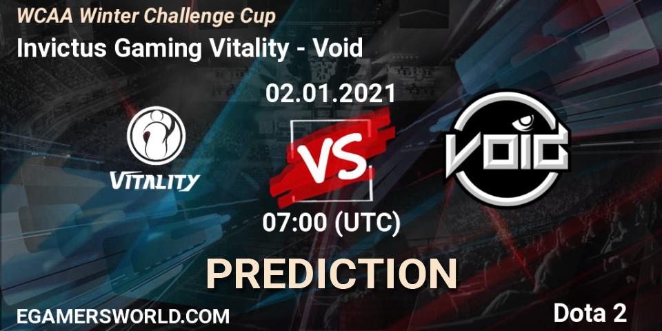 Invictus Gaming Vitality - Void: Maç tahminleri. 02.01.21, Dota 2, WCAA Winter Challenge Cup
