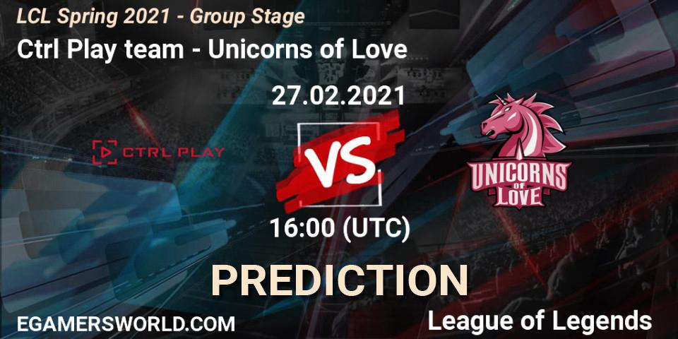 Ctrl Play team - Unicorns of Love: Maç tahminleri. 27.02.2021 at 16:30, LoL, LCL Spring 2021 - Group Stage