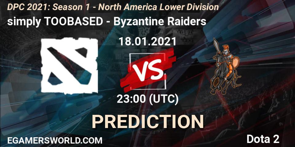 simply TOOBASED - Byzantine Raiders: Maç tahminleri. 18.01.2021 at 23:04, Dota 2, DPC 2021: Season 1 - North America Lower Division