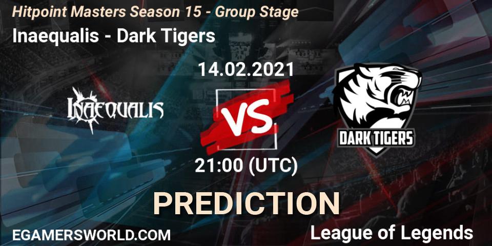 Inaequalis - Dark Tigers: Maç tahminleri. 14.02.2021 at 22:10, LoL, Hitpoint Masters Season 15 - Group Stage