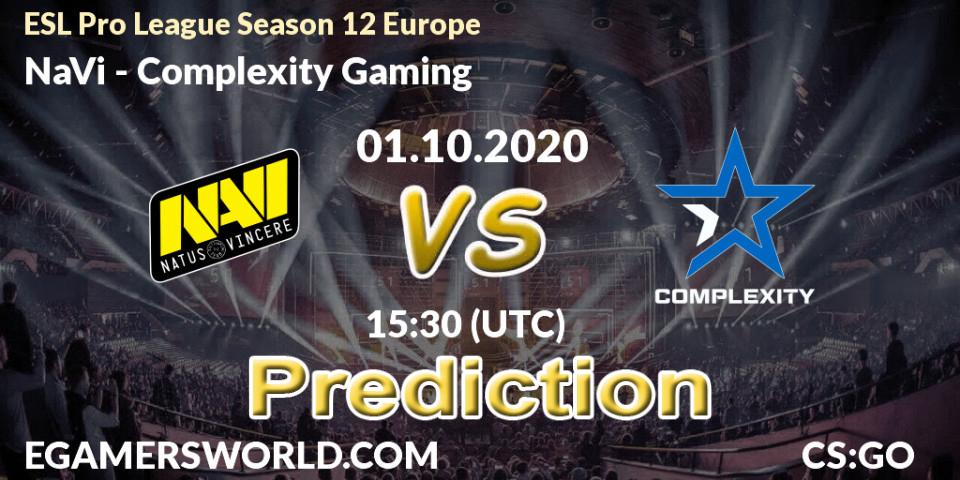NaVi - Complexity Gaming: Maç tahminleri. 01.10.2020 at 15:30, Counter-Strike (CS2), ESL Pro League Season 12 Europe