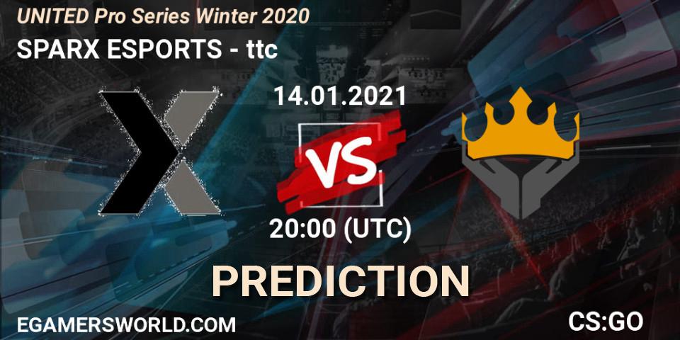 SPARX ESPORTS - ttc: Maç tahminleri. 14.01.2021 at 20:00, Counter-Strike (CS2), UNITED Pro Series Winter 2020