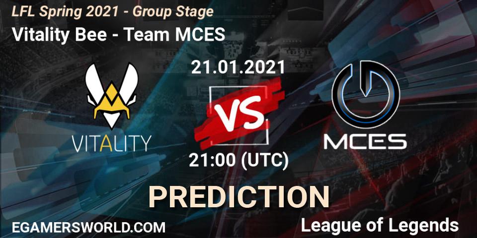 Vitality Bee - Team MCES: Maç tahminleri. 21.01.21, LoL, LFL Spring 2021 - Group Stage