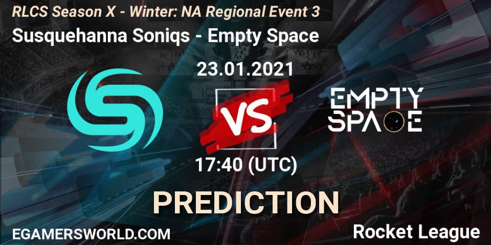 Susquehanna Soniqs - Empty Space: Maç tahminleri. 23.01.2021 at 18:40, Rocket League, RLCS Season X - Winter: NA Regional Event 3