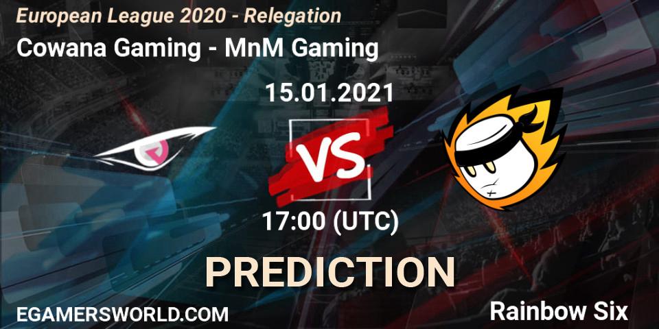 Cowana Gaming - MnM Gaming: Maç tahminleri. 15.01.2021 at 17:00, Rainbow Six, European League 2020 - Relegation
