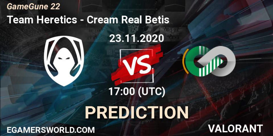 Team Heretics - Cream Real Betis: Maç tahminleri. 23.11.2020 at 17:00, VALORANT, GameGune 22