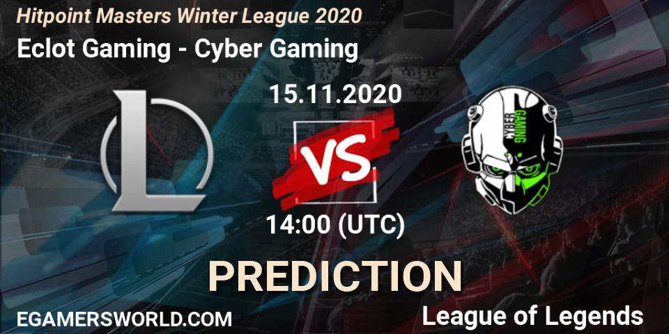 Eclot Gaming - Cyber Gaming: Maç tahminleri. 15.11.2020 at 14:00, LoL, Hitpoint Masters Winter League 2020