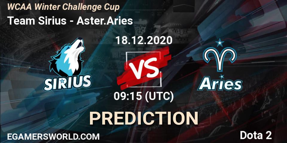 Team Sirius - Aster.Aries: Maç tahminleri. 18.12.2020 at 09:16, Dota 2, WCAA Winter Challenge Cup