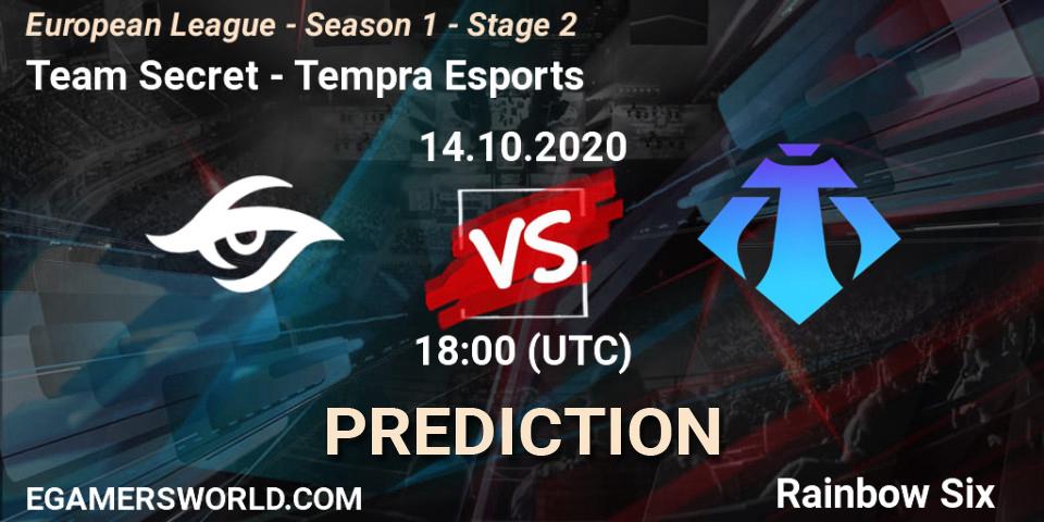 Team Secret - Tempra Esports: Maç tahminleri. 14.10.2020 at 18:00, Rainbow Six, European League - Season 1 - Stage 2