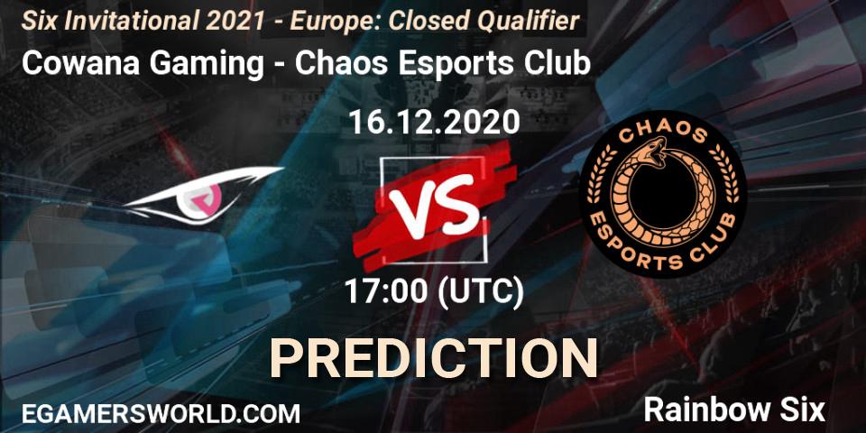 Cowana Gaming - Chaos Esports Club: Maç tahminleri. 16.12.2020 at 17:00, Rainbow Six, Six Invitational 2021 - Europe: Closed Qualifier