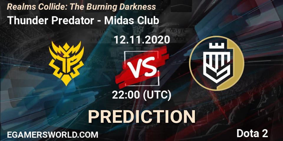 Thunder Predator - Midas Club: Maç tahminleri. 12.11.2020 at 22:45, Dota 2, Realms Collide: The Burning Darkness