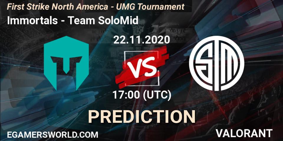 Immortals - Team SoloMid: Maç tahminleri. 22.11.2020 at 19:00, VALORANT, First Strike North America - UMG Tournament