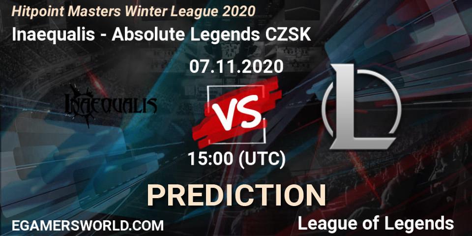 Inaequalis - Absolute Legends CZSK: Maç tahminleri. 07.11.2020 at 15:00, LoL, Hitpoint Masters Winter League 2020