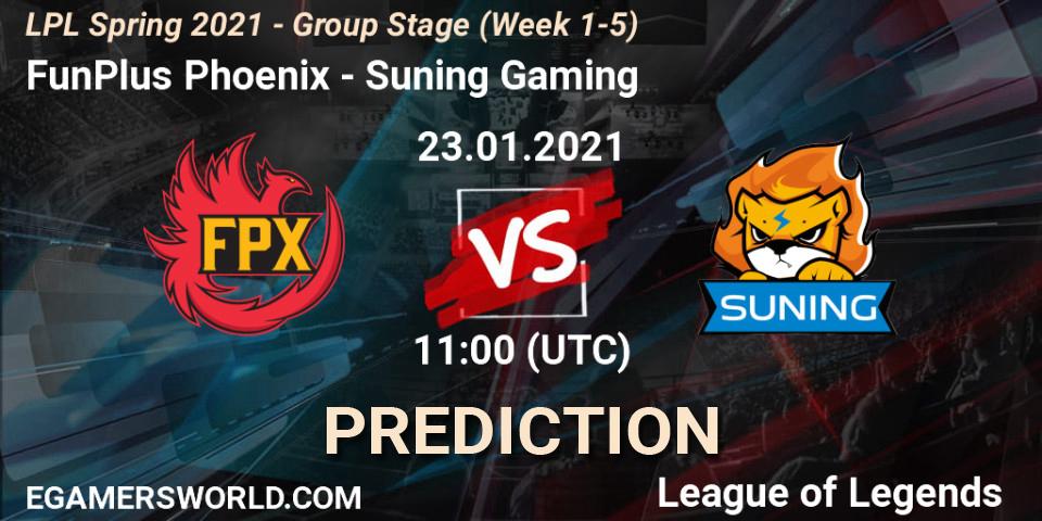 FunPlus Phoenix - Suning Gaming: Maç tahminleri. 23.01.21, LoL, LPL Spring 2021 - Group Stage (Week 1-5)