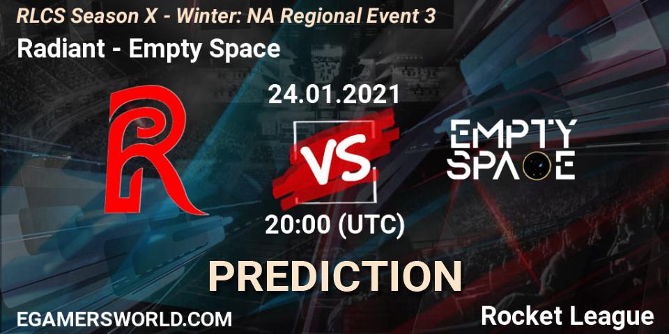 Radiant - Empty Space: Maç tahminleri. 24.01.2021 at 20:00, Rocket League, RLCS Season X - Winter: NA Regional Event 3