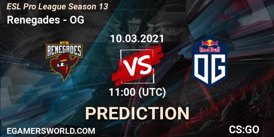 Renegades - OG: Maç tahminleri. 10.03.2021 at 11:00, Counter-Strike (CS2), ESL Pro League Season 13