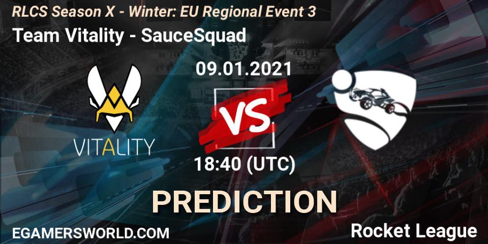 Team Vitality - SauceSquad: Maç tahminleri. 09.01.2021 at 18:40, Rocket League, RLCS Season X - Winter: EU Regional Event 3