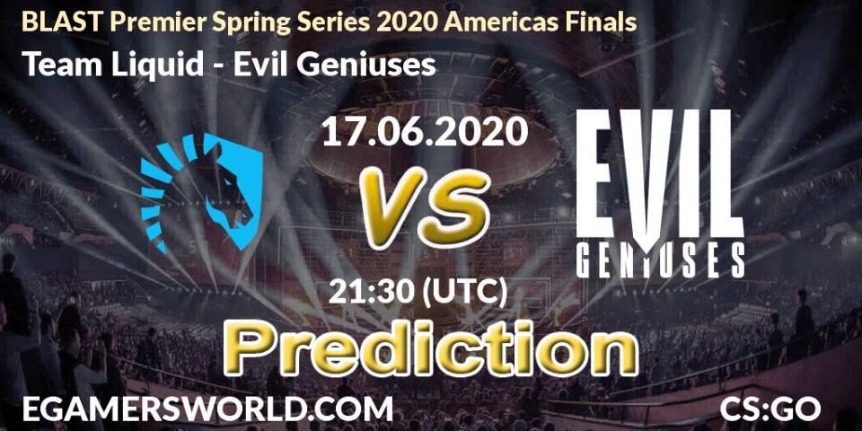 Team Liquid - Evil Geniuses: Maç tahminleri. 17.06.2020 at 21:30, Counter-Strike (CS2), BLAST Premier Spring Series 2020 Americas Finals