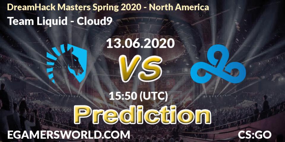 Team Liquid - Cloud9: Maç tahminleri. 13.06.2020 at 15:50, Counter-Strike (CS2), DreamHack Masters Spring 2020 - North America