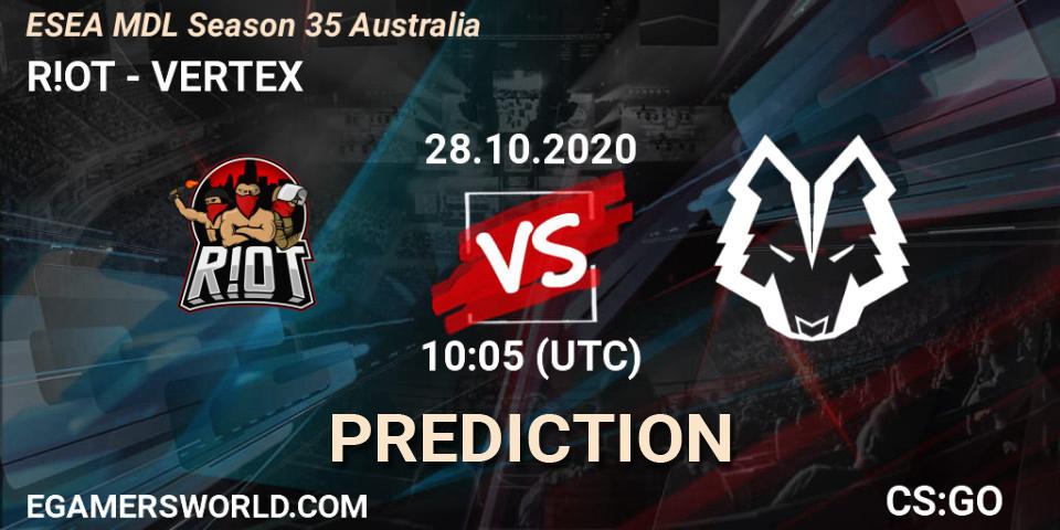 R!OT - VERTEX: Maç tahminleri. 28.10.2020 at 10:05, Counter-Strike (CS2), ESEA MDL Season 35 Australia