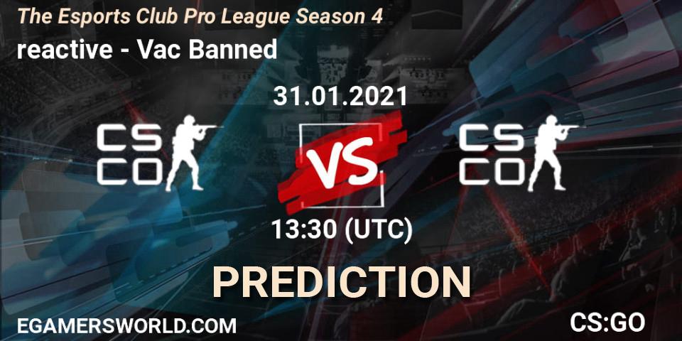 reactive - Vac Banned: Maç tahminleri. 31.01.2021 at 13:30, Counter-Strike (CS2), The Esports Club Pro League Season 4