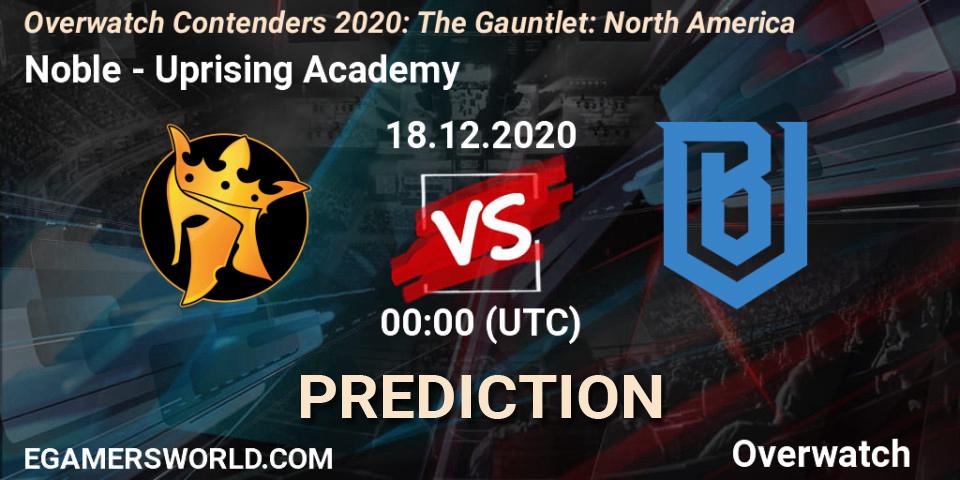 Noble - Uprising Academy: Maç tahminleri. 18.12.2020 at 01:00, Overwatch, Overwatch Contenders 2020: The Gauntlet: North America