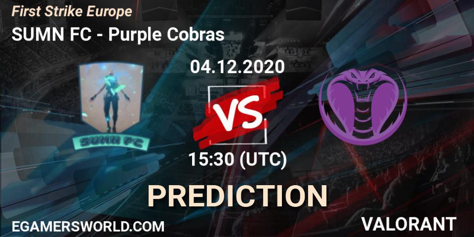 SUMN FC - Purple Cobras: Maç tahminleri. 04.12.20, VALORANT, First Strike Europe