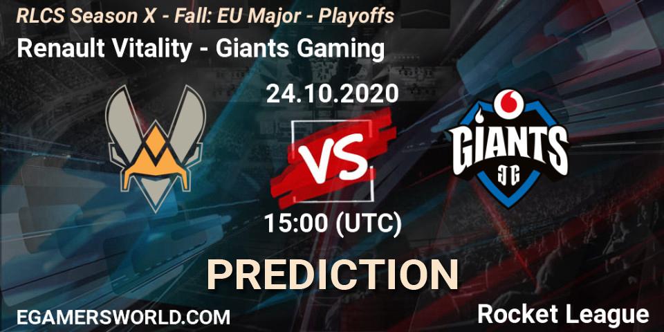 Renault Vitality - Giants Gaming: Maç tahminleri. 24.10.2020 at 15:00, Rocket League, RLCS Season X - Fall: EU Major - Playoffs