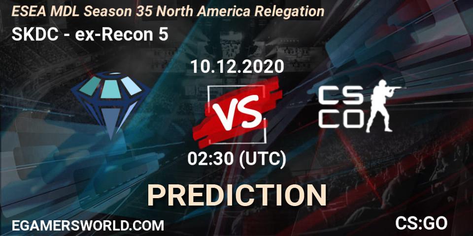 SKDC - ex-Recon 5: Maç tahminleri. 10.12.2020 at 02:30, Counter-Strike (CS2), ESEA MDL Season 35 North America Relegation