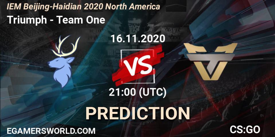 Triumph - Team One: Maç tahminleri. 16.11.2020 at 21:30, Counter-Strike (CS2), IEM Beijing-Haidian 2020 North America
