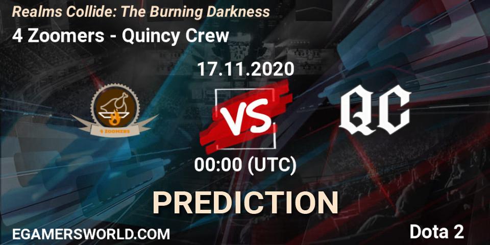 4 Zoomers - Quincy Crew: Maç tahminleri. 17.11.2020 at 00:28, Dota 2, Realms Collide: The Burning Darkness