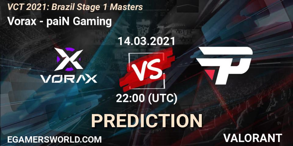 Vorax - paiN Gaming: Maç tahminleri. 14.03.2021 at 22:00, VALORANT, VCT 2021: Brazil Stage 1 Masters