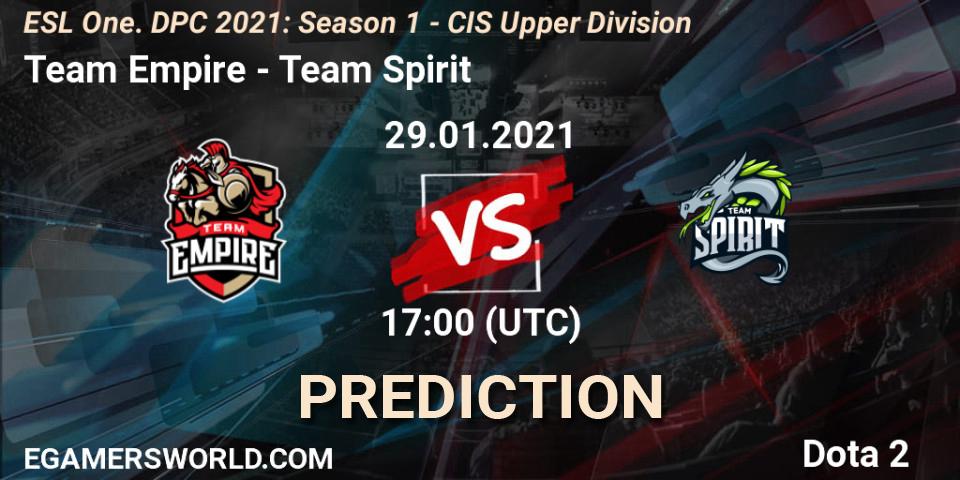 Team Empire - Team Spirit: Maç tahminleri. 29.01.21, Dota 2, ESL One. DPC 2021: Season 1 - CIS Upper Division