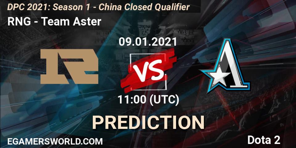 RNG - Team Aster: Maç tahminleri. 09.01.2021 at 10:10, Dota 2, DPC 2021: Season 1 - China Closed Qualifier
