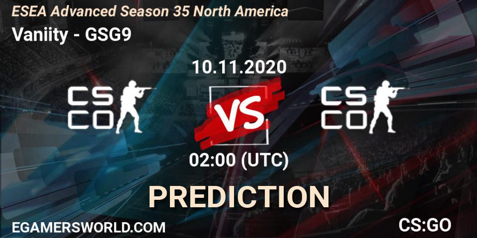 Vaniity - GSG9: Maç tahminleri. 10.11.2020 at 02:10, Counter-Strike (CS2), ESEA Advanced Season 35 North America
