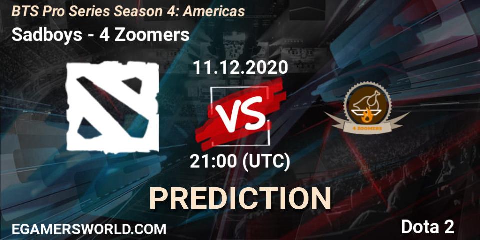 Sadboys - 4 Zoomers: Maç tahminleri. 11.12.2020 at 21:02, Dota 2, BTS Pro Series Season 4: Americas