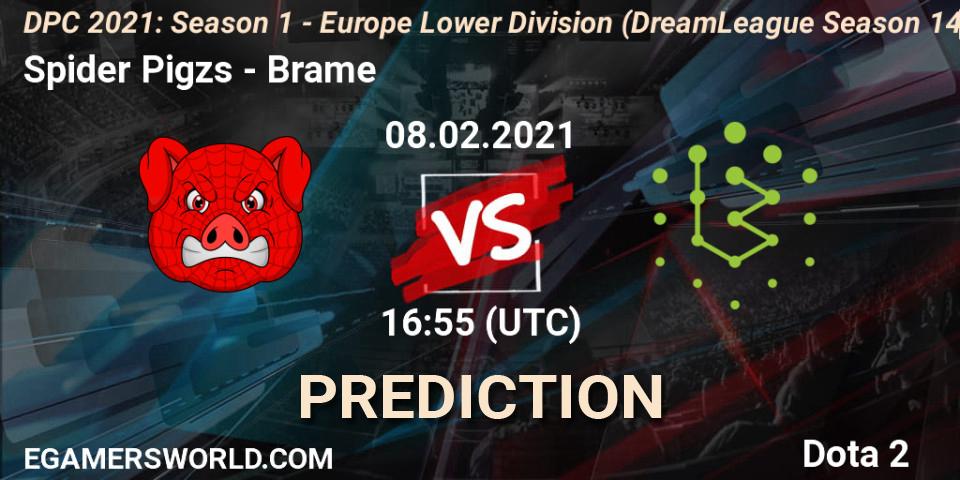 Spider Pigzs - Brame: Maç tahminleri. 08.02.2021 at 17:09, Dota 2, DPC 2021: Season 1 - Europe Lower Division (DreamLeague Season 14)