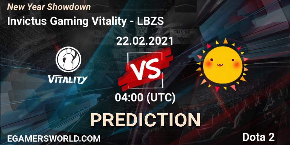 Invictus Gaming Vitality - LBZS: Maç tahminleri. 22.02.2021 at 04:07, Dota 2, New Year Showdown