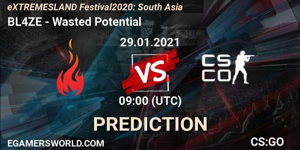 BL4ZE - Wasted Potential: Maç tahminleri. 29.01.2021 at 09:00, Counter-Strike (CS2), eXTREMESLAND Festival 2020: South Asia